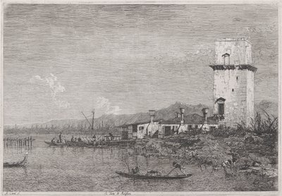 Der Turm von Malghera, aus der Serie Vedute von Canaletto (Giovanni Antonio Canal)