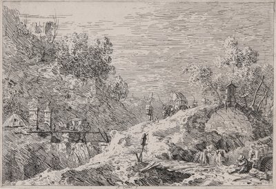 Berglandschaft mit fünf Brücken, aus der Serie Vedute (Ansichten) von Canaletto (Giovanni Antonio Canal)