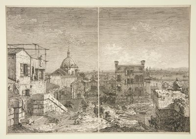Das Haus mit der Inschrift [und] Das Haus mit dem Peristyl, aus der Serie Vedute (Ansichten) von Canaletto (Giovanni Antonio Canal)