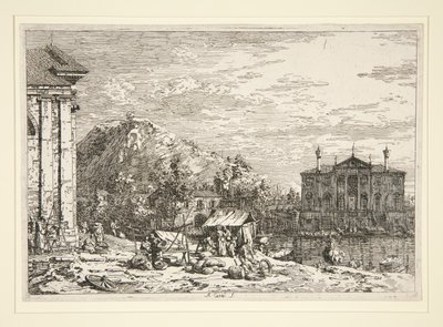 Der Markt in Dolo, aus der Serie Vedute (Ansichten) von Canaletto (Giovanni Antonio Canal)