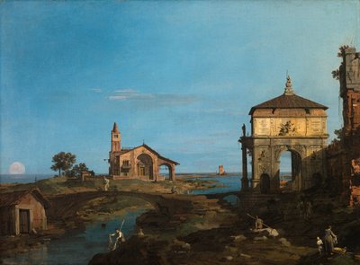 Eine Insel in der Lagune mit einem Tor von Canaletto