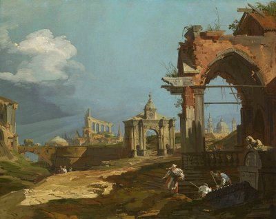 Canaletto - Eine Capriccio-Ansicht mit einem Spitzbogen 1742-44 von Canaletto