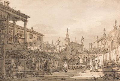 Capriccio eines venezianischen Hofes von Canaletto