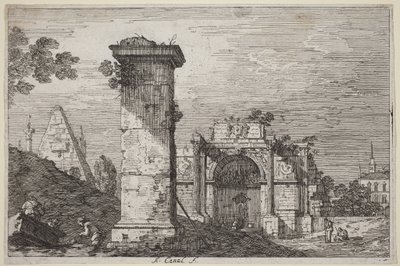 Landschaft mit verfallenen Monumenten von Canaletto