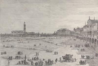 Prà della Valle: die rechte Hälfte des Platzes von Prà della Valle in Padua, mit dem Kol..., 1735-46 von Canaletto