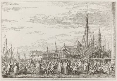 Der Markt auf dem Molo [oben links] von Canaletto