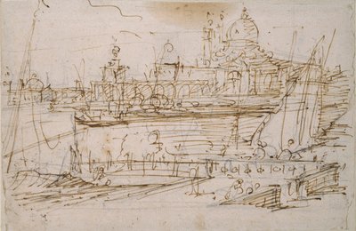 Venedig: Die Dogana und S. Maria della Salute vom Molo di Terranova, Mitte des 18. Jahrhunderts von Canaletto