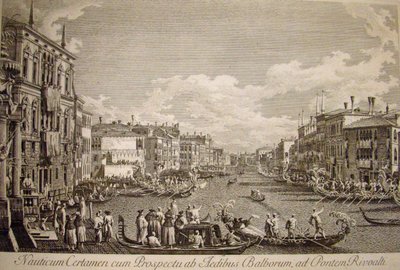 Wasserfest auf dem Canal Grande, Venedig. Links im Vordergrund der im 16. Jahrhundert erbaute Palazzo Balbi. von Canaletto