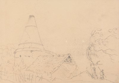 Skizze eines Daches mit großem Schornstein von Capt. Thomas Hastings