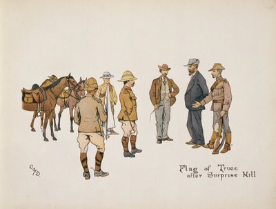 Flagge des Waffenstillstands nach Surprise Hill, aus The Leaguer of Ladysmith, 1900 von Captain Clive Dixon