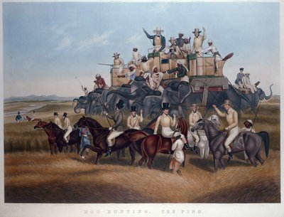 Schweinejagd: Der Fund, graviert und veröffentlicht von Messrs Fores, ca. 1840 von Captain John (after) Platt