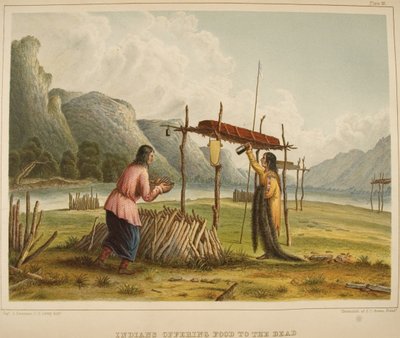 Indianer bieten den Toten Nahrung an von Captain Seth Eastman