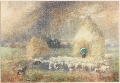 Der Sturm, Hirte sucht Schutz bei einem Heuhaufen von Captain William Brock