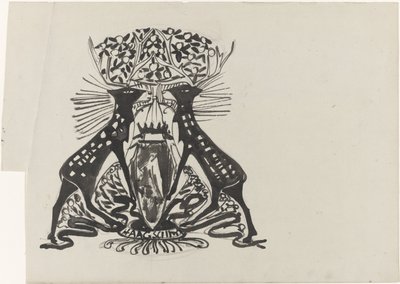 Dekorativer Entwurf mit zwei stehenden Hirschen von Carel Adolph Lion Cachet