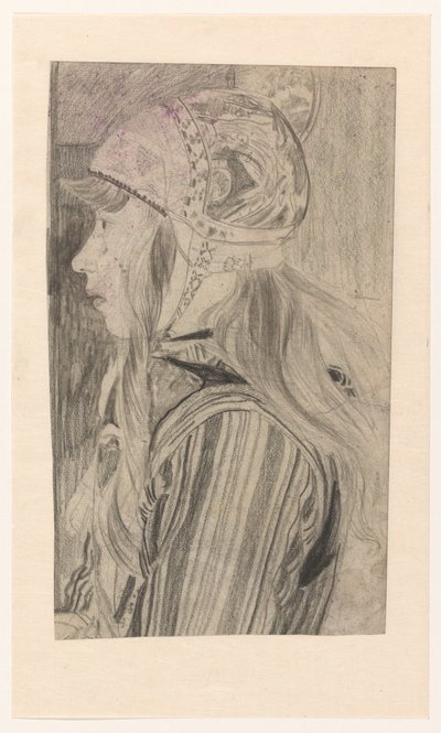 Porträt eines Mädchens in Tracht von Marken von Carel Adolph Lion Cachet