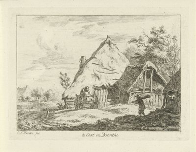 Karren vor einem Bauernhof (Te Eext in Drenthe) von Carel Lodewijk Hansen
