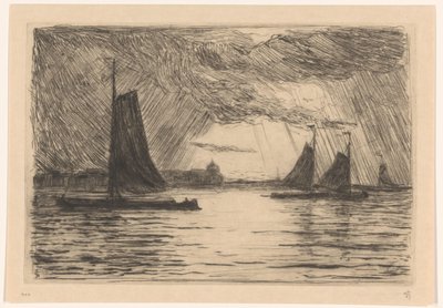 Ansicht der Maas bei Dordrecht bei Abend von Carel Nicolaas Storm van 