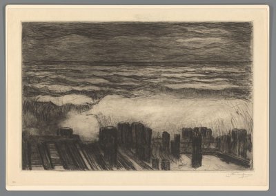 Meer mit hohen Wellen von Carel Nicolaas Storm van 