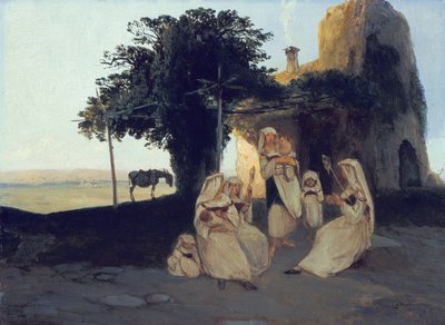 Spinnende Frauen in Cervara von Carl Blechen