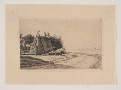 Landschaft mit Heuhaufen von Carl Bloch