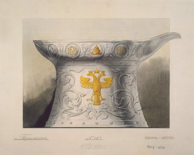 Entwurf einer Tasse. Geschenke zur Erinnerung an das 300-jährige Jubiläum der Romanow-Dynastie, 1910er Jahre von Carl Edvard Bolin company