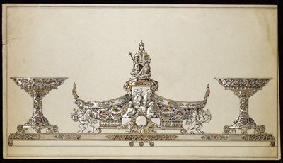 Zeichnung eines silbernen ovalen Korbes, Haus von Carl Fabergé von Carl Fabergé