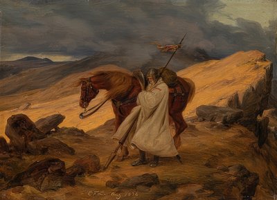 Kreuzritter auf der Wacht im Gebirge von Carl Friedrich Lessing