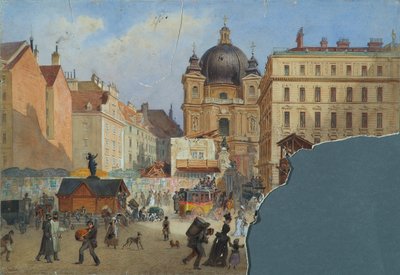 Die Peterskirche in Wien vom Graben aus gesehen von Carl Goebel d. J.