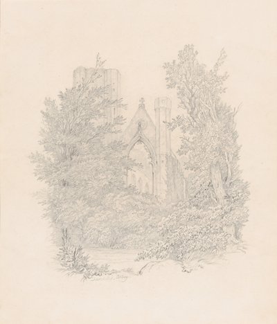 Ansicht der Westfassade der Kathedrale von Dunkeld von Carl Gustav Carus