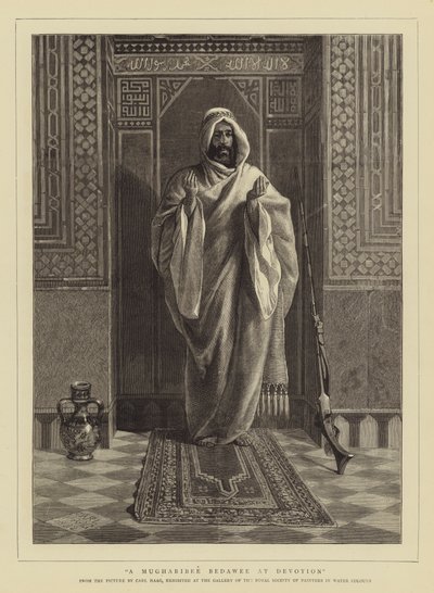 Ein Mugharibee Bedawee bei der Andacht von Carl Haag