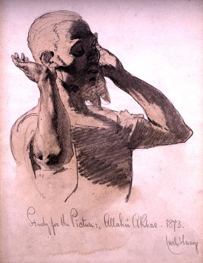 Betende Figur, eine Studie für das Bild, Allaha Akbar, 1873 von Carl Haag