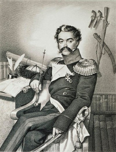 Porträt von Denis Davydov 1784-1839, Soldat und Dichter, frühes 19. Jahrhundert von Carl Hampeln von