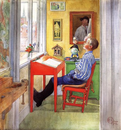 Esbjorn macht seine Hausaufgaben von Carl Larsson
