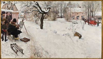 Freiluftmaler. Wintermotiv von Åsögatan 145, Stockholm von Carl Larsson