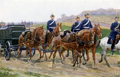 Versorgungskolonne der deutschen Armee auf dem Marsch (Farblithografie) von Carl Ludwig Friedrich (after) Becker
