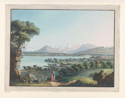 Ansicht von Genf mit dem Mont-Blanc in der Ferne von Carl Ludwig Hackert
