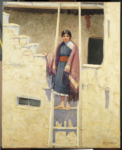 Hopi-Mädchen, Dorf Walpi von Carl Moon