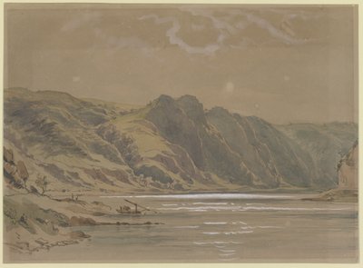 Rheinansicht mit hohen bewaldeten Ufern von Carl Morgenstern