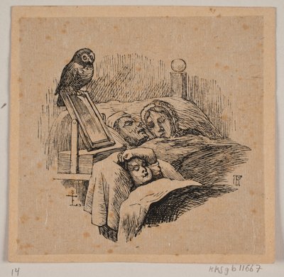 Zu Uglspil als Kind, schlafend in seiner Wiege von Carl Peter Theodor Rothweiler