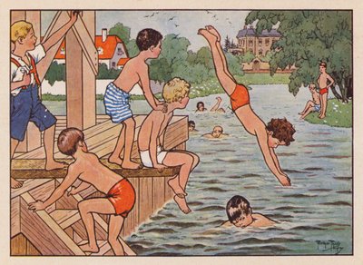 Jungen schwimmen und tauchen von Carl Robert Arthur Thiele