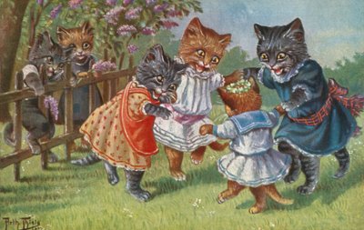 Humorvolle Katzenpostkarte von Carl Robert Arthur Thiele