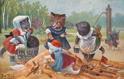 Humorvolle Katzenpostkarte von Carl Robert Arthur Thiele