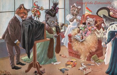 Humorvolle Katzenpostkarte von Carl Robert Arthur Thiele