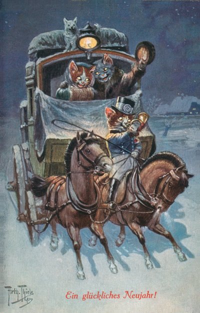 Humorvolle Katzenpostkarte von Carl Robert Arthur Thiele