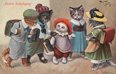 Humorvolle Katzenpostkarte von Carl Robert Arthur Thiele