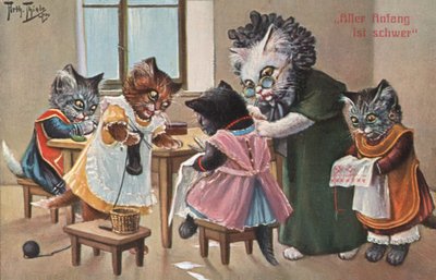 Humorvolle Katzenpostkarte von Carl Robert Arthur Thiele