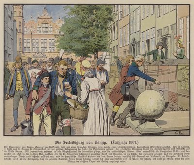 Zivilisten helfen preußischen Verwundeten während der Verteidigung von Danzig, Frühjahr 1807 von Carl Röchling