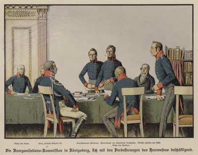 König Friedrich Wilhelm III. bei einer Sitzung der preußischen Militärreorganisationskommission in Königsberg von Carl Röchling
