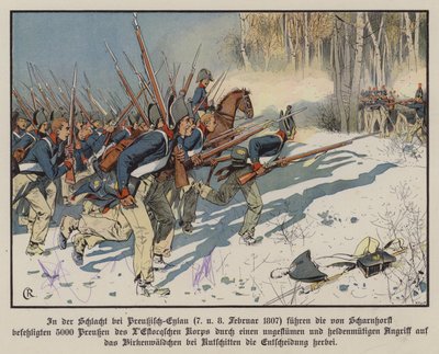 Preußische Infanterie greift in der Schlacht bei Eylau an, 7.-8. Februar 1807 von Carl Röchling