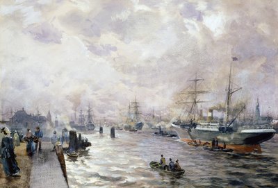 Segelschiffe im Hafen von Hamburg, 1889 von Carl Rodeck